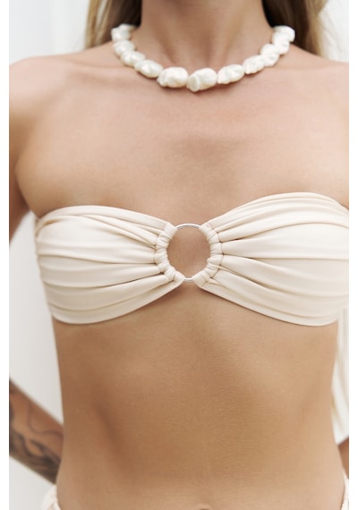 Mai Collection Mai Studios Co. Zahira Ön Halka Detay Straplez Bej Bikini Üstü Bej