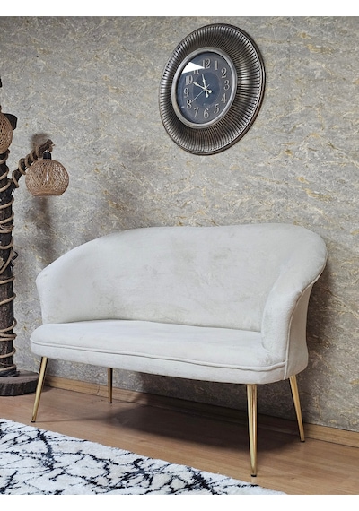 Zafir İkili Teddy Gold Kaplama Sivriltme Ayak Çay Seti Koltuk İkili Berjer , Balkon, Salon, Ofis Krem