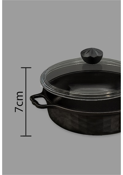 Polochef Derin Döküm Granit Yardımcı Kulplu Tava 28 Cm Siyah