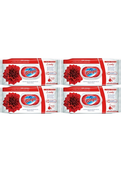 Bingo Clean Yüzey Temizlik Havlusu 96 Yaprak Lovely - Gül 4'lü Set