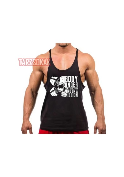 Tarzsokak Gym Tank Top Fitness Sporcu Atleti Gym134 Siyah