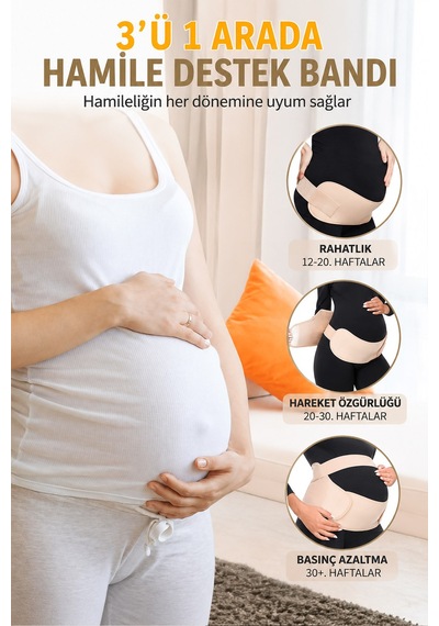 Modalarge Hamile Bel Korsesi Lohusa Korse Bandı 3 Parça Ayarlanabilir Balenli Karın Bel Destek Kemeri Gebe Korsesi Bej