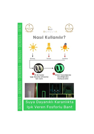 Karanlıkta Işık Veren Yansıyan 12 Metre Fosforlu Yeşil Şerit Bant Kendinden Yapışkan Reflektör Bant