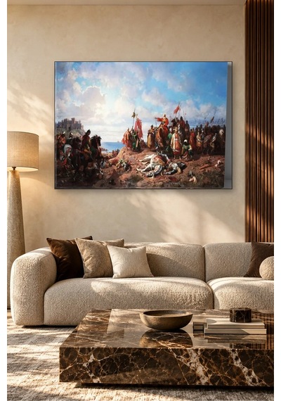 Fida Deniz Kıyısında Savaş Sonrası Osmanlı Ordusu Canvas Tablo Çok Renkli