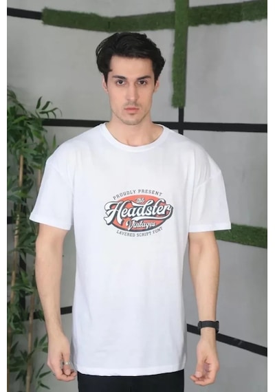 Suma Beyaz Unisex Oversize Baskılı T-shirt L Beden