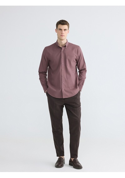 Lcwaıkıkı Classic Pembe Regular Fit Keten Görünümlü Erkek Gömlek