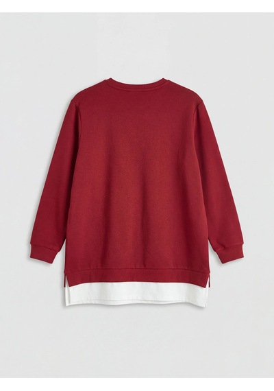 Lc Waikiki Bordo Bisiklet Yaka Kadın Sweatshirt Tunik
