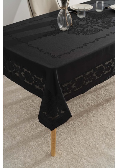 Rivaistanbul Jumbo Jakar Siyah Sıvı İtici Leke Tutmaz Masa Örtüsü 160x220 Cm Siyah