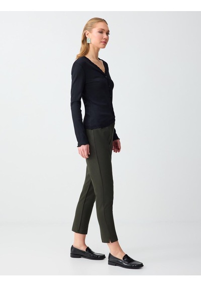 Jimmy Key Jimmy Key Haki Yüksek Bel Normal Paça Örme Pantolon 6sw186515312