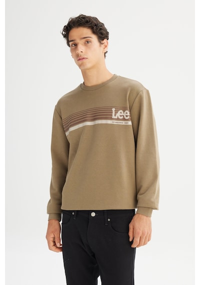 Lee Regular Fit Normal Kesim Bisiklet Yaka Baskılı Haki Sweatshirt