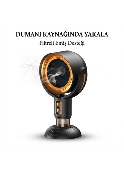 Masaüstü Duman Emici Fan Filtreli Hava Temizleyici Oda Duman Çekici Taşınabilir Mini Fan Siyah