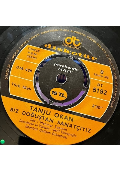 Tanju Okan - Benim Halkım / Biz Doğuştan Sanatçıyız 1975 Orijinal 45'lik