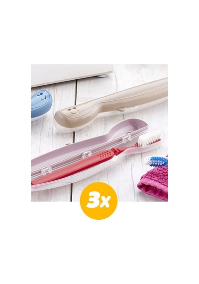 Taşınabilir Diş Macunu Ve Fırça Kabı Plastik Kapaklı Yolculuk Banyo Düzenleyici Pembe