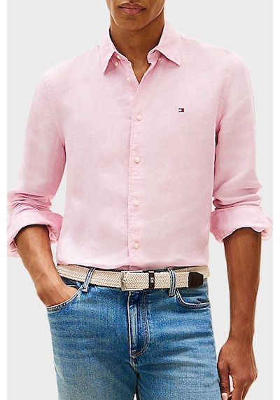Tommy Hilfiger Keten Regular Fit Uzun Kollu Gömlek Erkek Gömlek Mw0mw41530 Tol Pembe