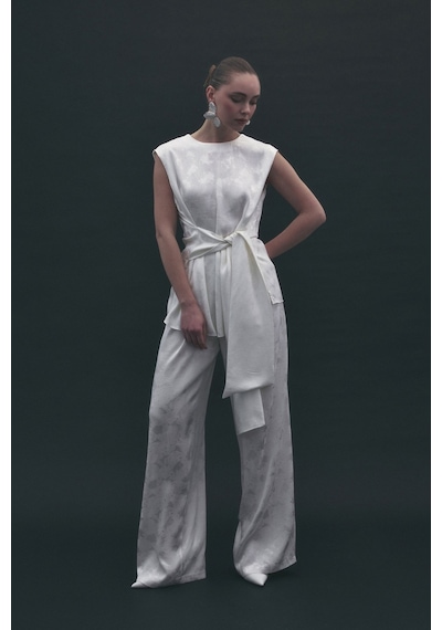 Sateen Camila Pantolon - Ekru-137188 Ekru