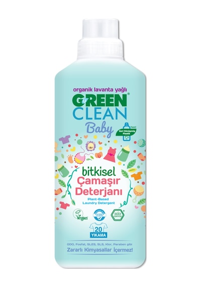 Green Clean Baby Organik Lavanta Yağlı Bitkisel Çamaşır Deterjanı 1 L + Çamaşır Yumuşatıcı 1 L