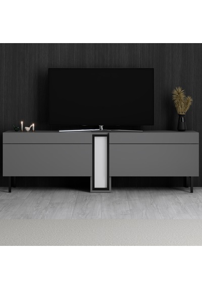 Nova Siyah Demir Ayaklı Rgb Led Işık Sistemli Antrasit Tv Ünitesi Tv Sehpası Antrasit - Siyah Nova Siyah Demir Ayaklı Rgb Led Işık Sistemli Antrasit Tv Ünitesi Tv Sehpası Antrasit - Siyah
