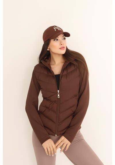 Moda Poni Kahverengi Kapüşonlu Şişme Mont