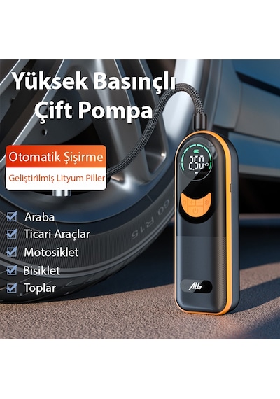 Ally St-5520 Dijital Basınç Göstergeli Oto Lastik Şişirme Pompası Hava Kompresörü