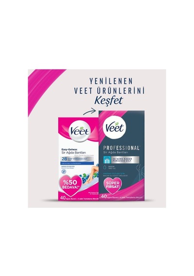 Veet Ağda Bandı Bacak & Vücut Bölgesi- Hassas Ciltler 120 Adet Mega Fırsat Paketi