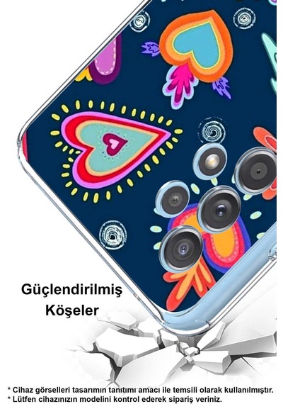 Samsung Galaxy Uyumlu A25 İle Retro Color 3 Kamera Korumalı Şeffaf Kılıf