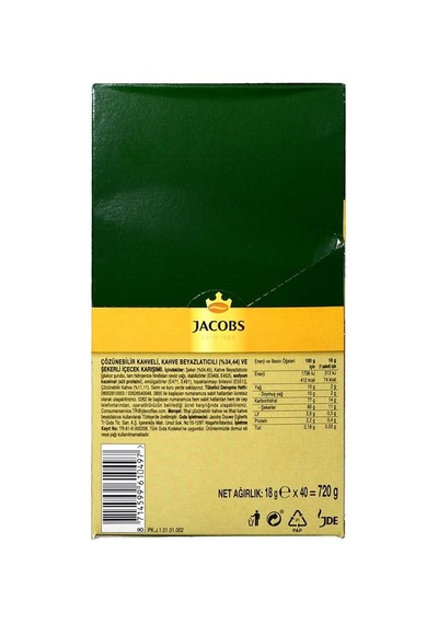 Jacobs Gold 3'ü 1 Arada Kahve Yoğun Lezzet 40'lı Paket Çözünebilir Kahve 4'li Paket