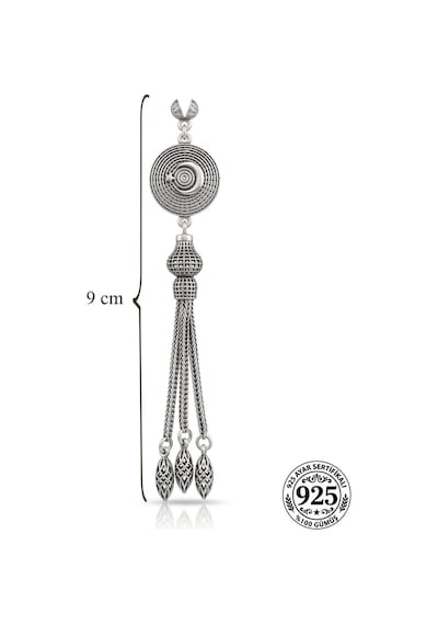 925 Ayar Gümüş Otantik İşleme Ay Yıldız 3lü Zincir Tesbih Püskülü Rzt10058p