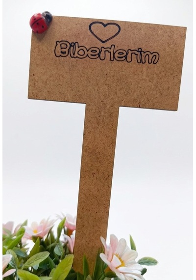 Nar Atölye 10'lu Ahşap Tohum Etiketi Seti - 3mm Mdf Bitki İsimliği Ve Saksı İşaretleyici - 5 Yazılı 5 Boş