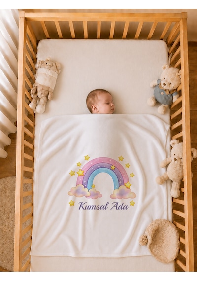 Pia Baby Kız Bebek 4 Parça Tulum Seti %100 Pamuk İsim Baskılı Kişiye Özel Hastane Çıkışı Battaniyeli 1075btyx Ekru