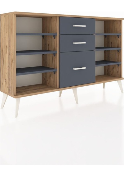 Arges Konsol 6 Raflı 3 Çekmeceli 132x30x83 Çam-antrasit/antrasit Antrasit/antrasit Arges Konsol 6 Raflı 3 Çekmeceli 132x30x83 Çam-antrasit/antrasit Antrasit/antrasit