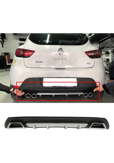 Renault Clio Mk4 Gri Difüzör Çiftli Kare Egzoz Görünümlü D Tip Difizör 2012-2019