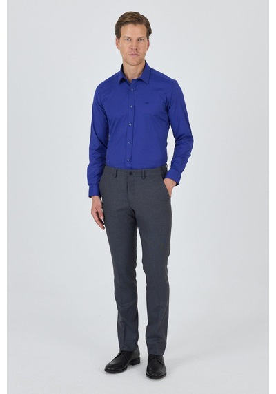 İmza Lacivert Filafil Yan Cep Açık Paça Slim Fit Ayarlanabilir Kemer Pantolon 1003250123 Lacivert