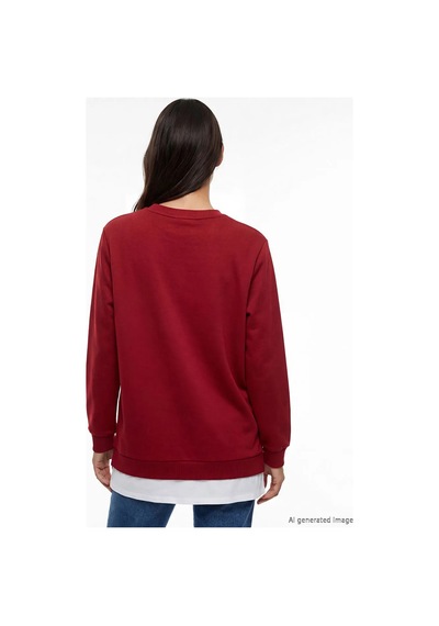 Lc Waikiki Bordo Bisiklet Yaka Kadın Sweatshirt Tunik