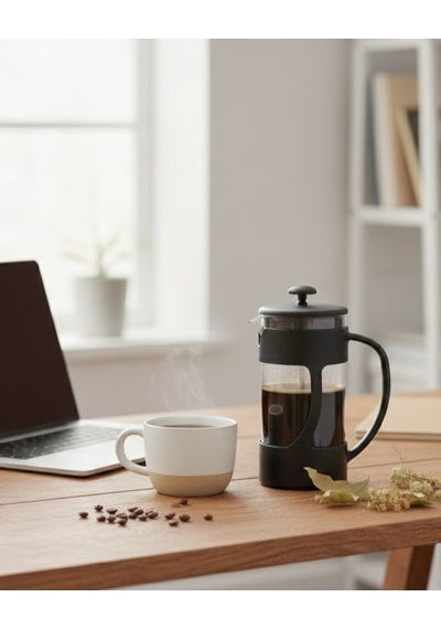 Pratik Demleme 350 Ml Taşınabilir Şık Cam French Press Bitki Çayı & Kahve Siyah