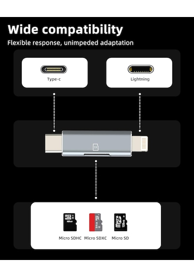 Usb C Yıldırım Mikro Sd Kart Okuyucu 2in1 İphone16 15 14 Pro Apple Adaptörü İçin Dijital Kamera Tf Bellek Fotoğraf Depolama Transferi İpad İçin Uyumlu Samsung C Tipi Kompakt Aksesuarlar Android