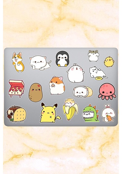 Cute Temalı Laptop Notebook Tablet Sticker Seti 17 'li