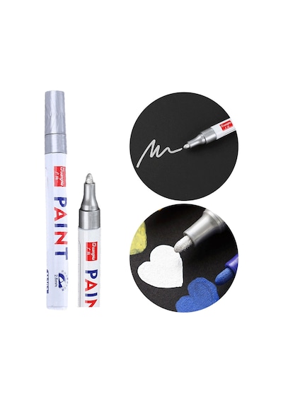 Paint Marker Epoksi Varak Kalem 12 Adet Gümüş
