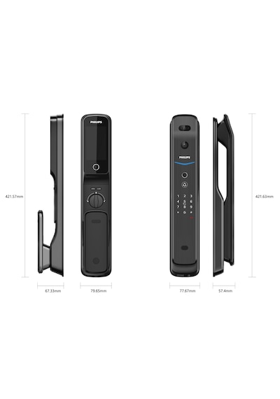 Philips Dijital Akıllı Kilit Ddl709-fvp-7hw, Yüz Tanıma, Parmak İzi, Şifre, Kart, Kamera, Wifi Bağlantı, İç Panel Ekran