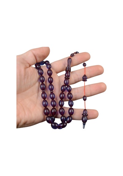 Arpa Kesim 8x11 Mm Ateş Kehribar Sistem Püsküllü Tesbih Kırmızı