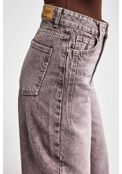 Itsbasic Kadın Taş Kot Rengi Olea 4s6-173 Wide Leg Fit %100 Koton Denim Jean