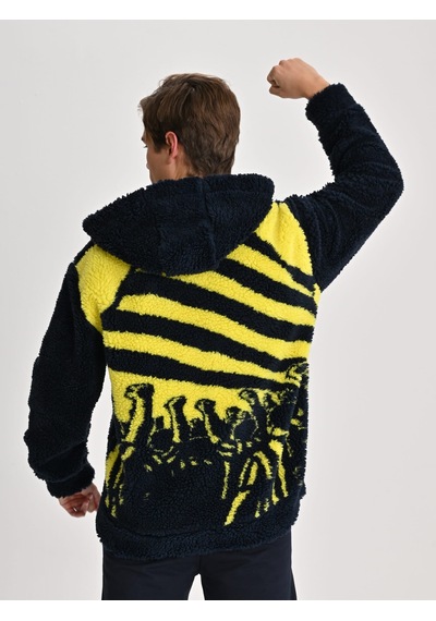 Fenerbahçe Lacivert Tribün Bayrak Detaylı Erkek Peluş Sweatshirt Fb Laci Yeni