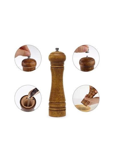 Doğal Ahşap Gövdeli Öğütücü Seramik Bıçaklı Baharat Ve Tuz Değirmeni 27 Cm 2 Adet Diğer