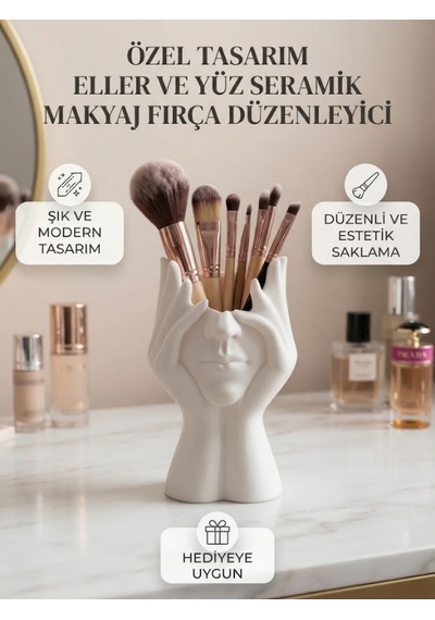 Özel Tasarım Eller Ve Yüz Makyaj Fırça Düzenleyici Beyaz