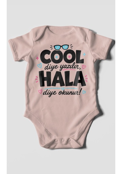 Morivokids Cool Diye Yazılır Hala Diye Okunur Kısa Kollu Bebek Body %100 Pamuk Zbn152-kk Pastel Pembe