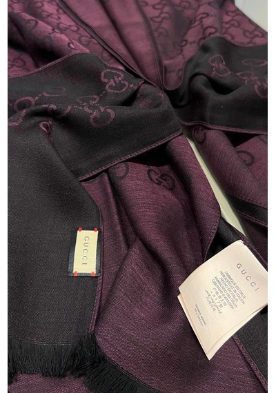 Miorel Scarfs İnce Kumaş G Desen Pamuklu Şal Yün İpek Şal 4 Mevsim Çift Taraflı Mürdüm