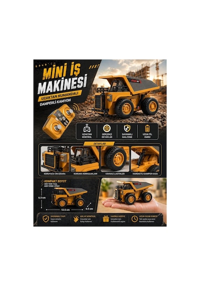 2.4ghz 1:64 Uzaktan Kumandalı Metal Kasa Full Fonksiyon Şarjlı Minik Kamyon 8 Cm Çok Renkli