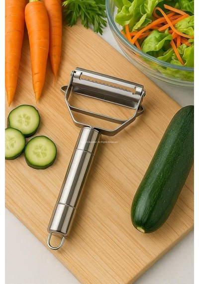 Jumbo Boy Paslanmaz Çelik Turbo Jülyen Sebze Ve Meyve Soyucu Pratik Soyacak Metal Sebze Soyacak 18cm Gümüş