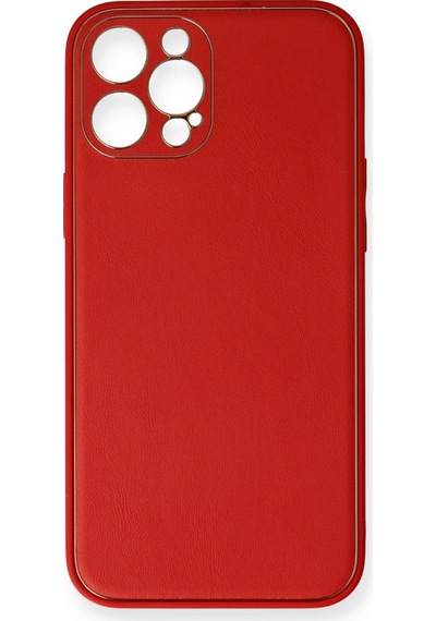 Apple Uyumlu  iPhone 12 Pro Kılıf Coco Deri Silikon Kapak Kırmızı