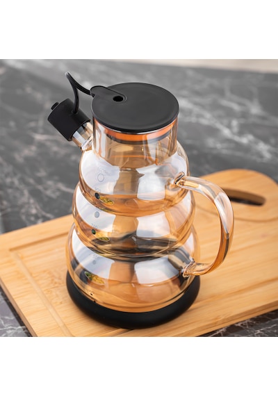 Porsima 3617- 1 Kapaklı Borosilikat Cam 2li Yağlık Sirkelik Seti Yağdanlık Takımı 1000ml Siyah Siyah