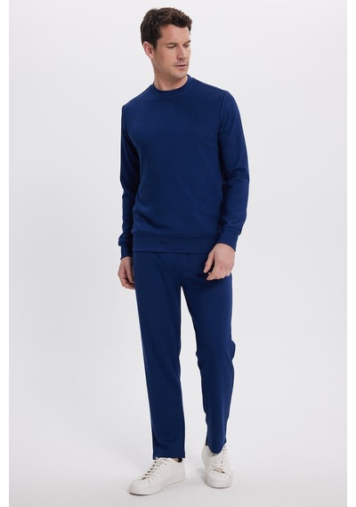 Tudors Erkek Slim Fit Dar Kesim Beli Bağcıklı 3 Cepli Geniş Paça Lacivert Eşofman Altı-41910 Lacivert